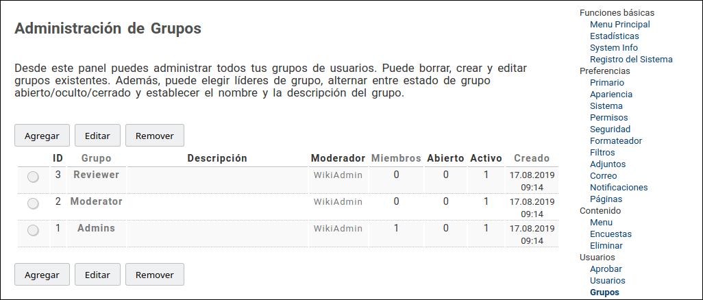 Administración de Grupos