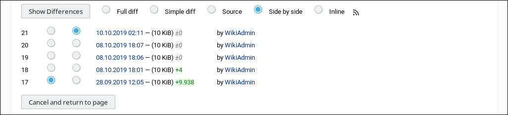 compare page revisions