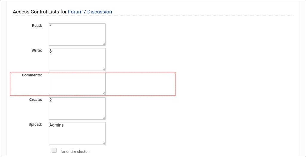 Settings for Forums meta page permissions