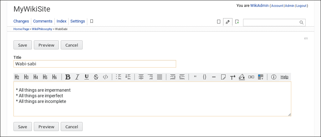 WackoWiki R55: Tutorial Create New&nbsp;Page