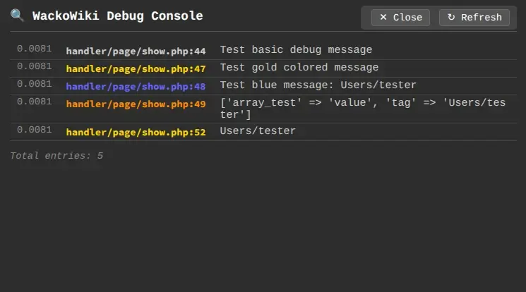 WackoWiki Debug Console (14.2 KiB) WackoWiki Debug Console