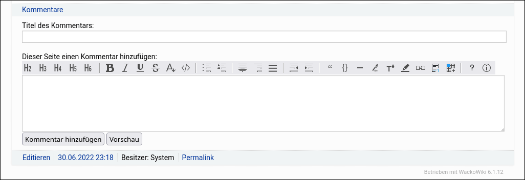 WackoWiki Seite kommentieren