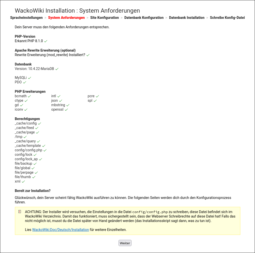 WackoWiki R6.1 upgrade von R6.0: System Anforderungen