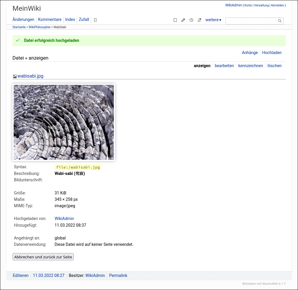 WackoWiki Datei hochgeladen