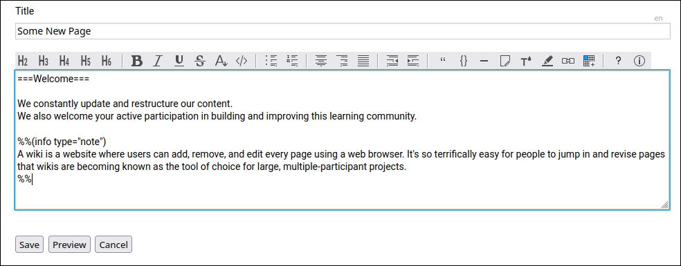 WackoWiki Tutorial Add new page