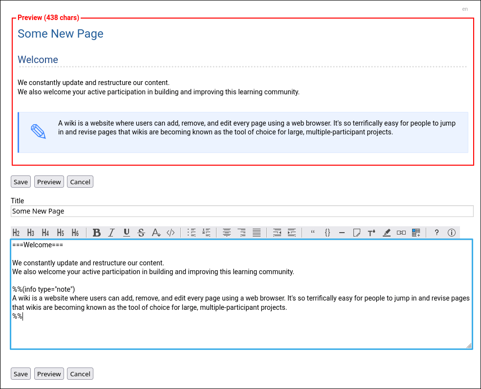 WackoWiki Tutorial Add new page