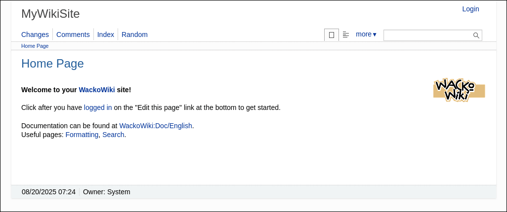 WackoWiki Welcome Home