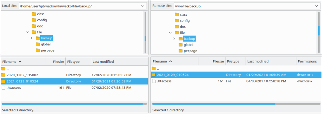 transfer backup folder via SFTP